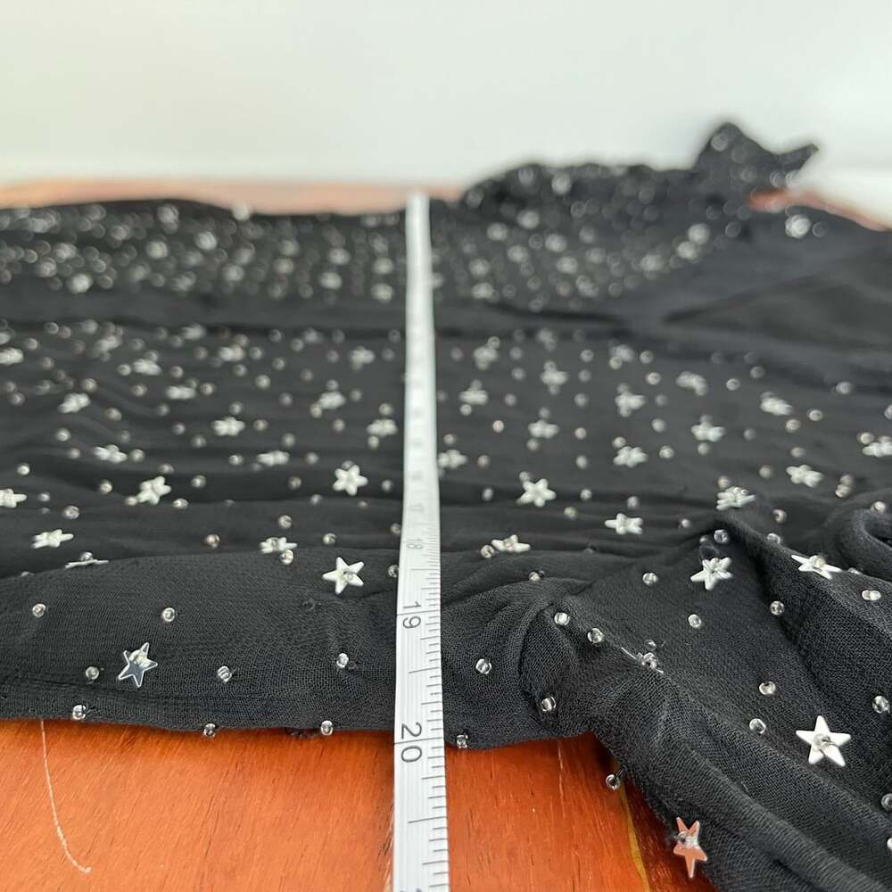 All Saints Shalien Star Embellished Sheer Black Top Blouse - Picture 3 of 13